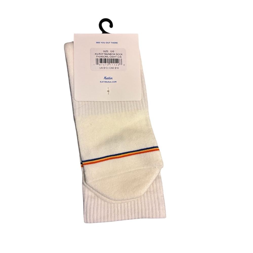 KATIN MEN’S CREW KILROY RAINBOW white SOCKS
Size 8-12 
New - Picture 3 of 5
